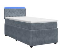 Letto con Box Spring, Materasso e LED Grigio Scuro 90 x 190 cm