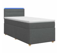 vidaXL Letto con Box Spring, Materasso e LED Grigio Scuro 90 x 190 cm