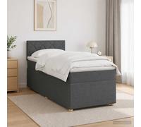 vidaXL Letto con Box Spring, Materasso e LED Grigio Scuro 90 x 190 cm
