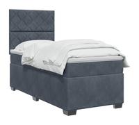 vidaXL Letto a molle con materasso e LED, grigio scuro, 90 x 190 cm | Testiera regolabile in altezza fino a 88 cm, strisce LED multicolore integrate, materasso a molle insacchettate per il