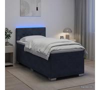 vidaXL Letto con Box Spring, Materasso e LED Grigio Scuro Singolo