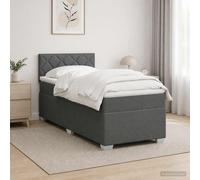 vidaXL Letto con Box Spring, Materasso e LED Grigio Scuro Singolo