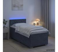 vidaXL Letto con Box Spring, Materasso e LED Grigio Scuro Singolo