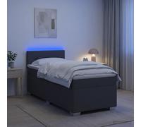 vidaXL Letto con Box Spring, Materasso e LED Grigio Scuro Singolo