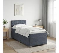 vidaXL Letto con Box Spring, Materasso e LED Grigio Scuro Singolo