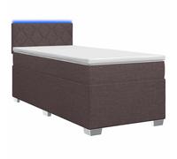 vidaXL Letto con Box Spring, Materasso e LED Marrone Scuro 90 x 190 cm