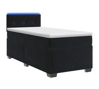 vidaXL Letto con Box Spring, Materasso e LED Nero 100 x 200 cm Velluto