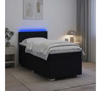 Letto con Box Spring, Materasso e LED Nero 90 x 200 cm Tessuto