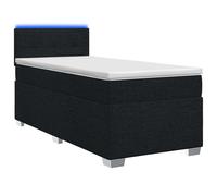 Letto con Box Spring, Materasso e LED Nero 90 x 200 cm Tessuto