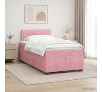 vidaXL Letto con Box Spring, Materasso e LED Rosa 120 x 190 cm Velluto