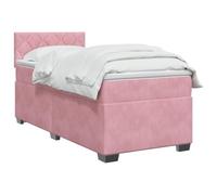 vidaXL Letto con Box Spring, Materasso e LED Rosa 80 x 200 cm Velluto | Illuminazione versatile con strisce LED USB, regolazione in altezza con testiera flessibile, sensazione equilibrata per tutti