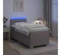 vidaXL Letto con Box Spring, Materasso e LED Tortora 80 x 200 cm