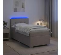 vidaXL Letto con Box Spring, Materasso e LED Tortora 90 x 190 cm
