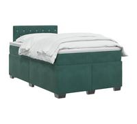vidaXL Letto con Box Spring, Materasso e LED Verde Scuro 120 x 190 cm