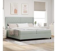 vidaXL Letto con Box Springs LED e Materasso Argyle Grigio chiaro