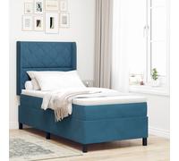 vidaXL Letto con Box Springs LED e Materasso Blu 100 x 200 cm Velluto