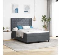 vidaXL Letto con Box Springs LED e Materasso Grigio scuro 160 x 200 cm