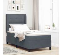 vidaXL Letto con Box Springs LED e Materasso Grigio scuro 90 x 200 cm