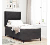 vidaXL Letto con Box Springs LED e Materasso Nero 100 x 200 cm Velluto
