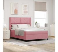 vidaXL Letto con Box Springs LED e Materasso Rosa 140 x 200 cm Velluto