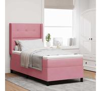 vidaXL Letto con Box Springs LED e Materasso Rosa 90 x 190 cm Velluto