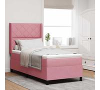 vidaXL Letto con Box Springs LED e Materasso Rosa 90 x 190 cm Velluto