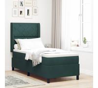 vidaXL Letto con Box Springs LED e Materasso Verde Scuro 80 x 200 cm