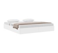 vidaXL Letto con Contenitore Bianco Puro 183 x 213 cm Pelle sintetica, Letto moderno rettangolare, design elegante con sollevamento idraulico, in ecopelle, salvaspazio e super funzionale