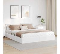 vidaXL Letto con Contenitore Bianco Puro 183 x 213 cm Pelle sintetica, Letto moderno rettangolare, design elegante con sollevamento idraulico, in ecopelle, salvaspazio e super funzionale