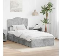 vidaXL Letto con Contenitore con cassetto Grigio cemento 90 x 190 cm