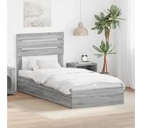 vidaXL Letto con Contenitore con cassetto Grigio Sonoma 100 x 200 cm