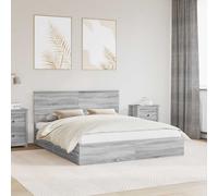 vidaXL Letto con Contenitore con cassetto Grigio Sonoma 160 x 200 cm