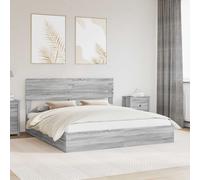 vidaXL Letto con Contenitore con cassetto Grigio Sonoma 200 x 200 cm