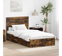 vidaXL Letto con Contenitore con cassetto Rovere fumé 100 x 200 cm