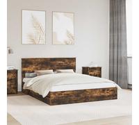 vidaXL Letto con Contenitore con cassetto Rovere fumé 160 x 200 cm