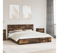 vidaXL Letto con Contenitore con cassetto Rovere fumé 180 x 200 cm