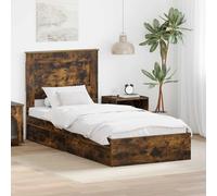 vidaXL Letto con Contenitore con cassetto Rovere fumé 75 x 190 cm