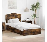 vidaXL Letto con Contenitore con cassetto Rovere fumé 90 x 190 cm