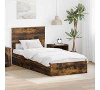 vidaXL Letto con Contenitore con cassetto Rovere fumé 90 x 190 cm