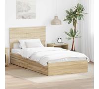 vidaXL Letto con Contenitore con cassetto Rovere Sonoma 100 x 200 cm