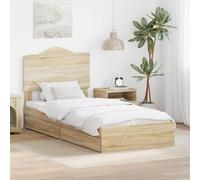 vidaXL Letto con Contenitore con cassetto Rovere Sonoma 70 x 190 cm