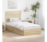 vidaXL Letto con Contenitore con cassetto Rovere Sonoma 75 x 190 cm