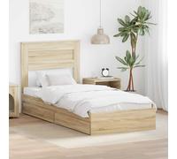 vidaXL Letto con Contenitore con cassetto Rovere Sonoma 90 x 190 cm