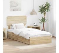 vidaXL Letto con Contenitore con cassetto Rovere Sonoma 90 x 190 cm