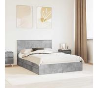 vidaXL Letto con Contenitore con testiera Grigio cemento 135 x 190 cm