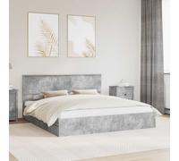 vidaXL Letto con Contenitore con testiera Grigio cemento 180 x 200 cm