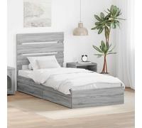 vidaXL Letto con Contenitore con testiera Grigio Sonoma 100 x 200 cm