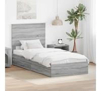 vidaXL Letto con Contenitore con testiera Grigio Sonoma 100 x 200 cm