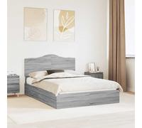vidaXL Letto con Contenitore con testiera Grigio Sonoma 140 x 200 cm