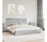 vidaXL Letto con Contenitore con testiera Grigio Sonoma 180 x 200 cm